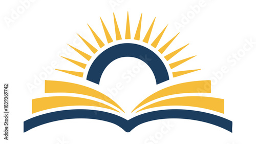 Open book and sun icon for education