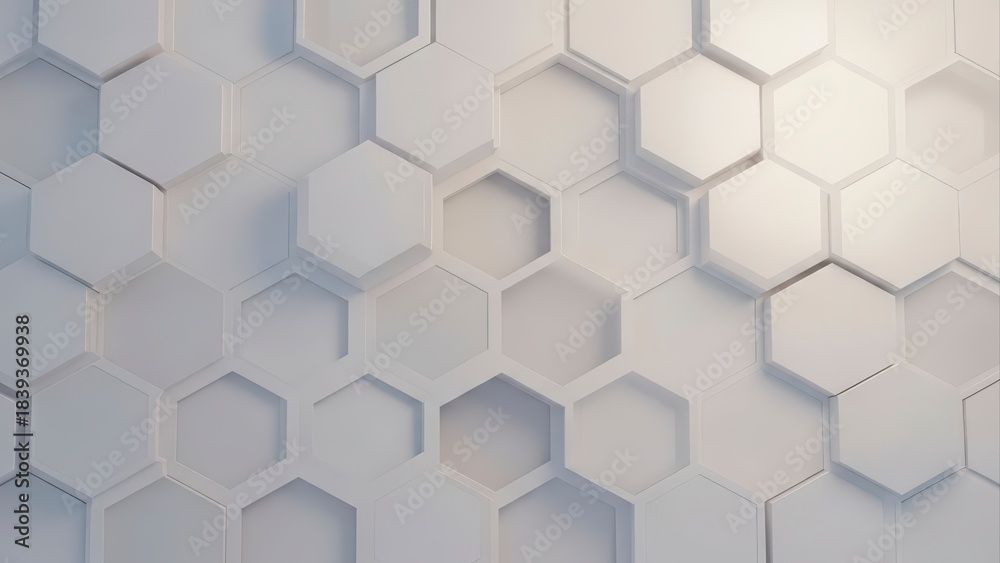 Naklejka premium Abstract White Hexagonal Pattern Background with Geometric Shapes and Modern Design.