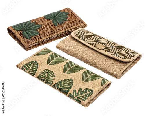 Jute wallets isolated on white background 2