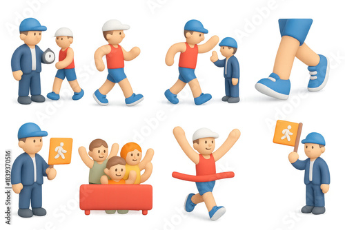 Race walking illustrations for sport events and activity promotion