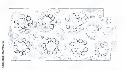 Abstract Geometric Circular Patterns Sketch Illustration on White Background