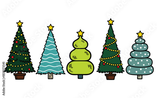 Christmas Tree Illustrations Festive Holiday Decorations