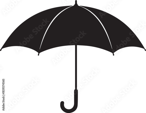 Black silhouette of an open umbrella
