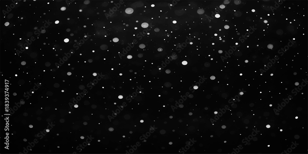 Fototapeta premium Dark winter night sky with falling snowflakes and distant starry light