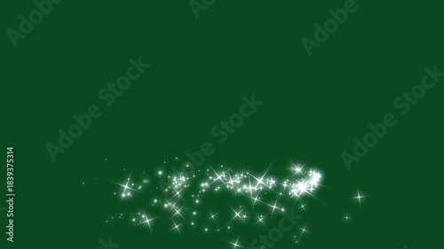Starlight christmas stars isolated, glitter glowing doodle stars, starlight dust line, glitter confetti trail, starlight as glitter flashing motion graphic isolated on green screen background