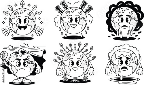 Cute Cartoon Emotion Faces Set Confused Shocked Happy and Crying Character Expressions