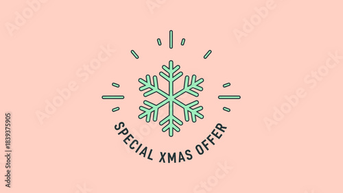 Charming Winter Holiday Promotion A Stylized Snowflake Emblem for Seasonal Savings and Exclusive Shopping Deals