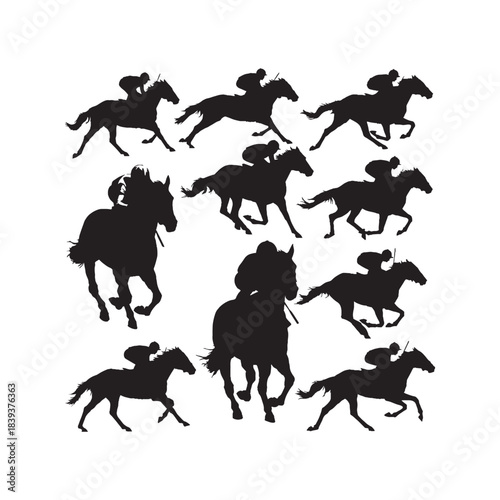 Racing Horses And Jockeys Silhouettes Collection,Horses Silhouettes,Vector Horse Silhouettes,Racing Jockey Silhouettes,racing horse vector