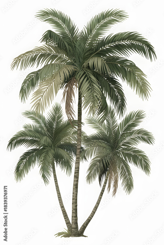Fototapeta premium Tropical Palm Tree Cluster Isolated on Transparent Background
