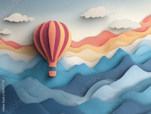 Wallpaper Mural Colorful Hot Air Balloon Over Abstract Mountain Landscape Design Torontodigital.ca