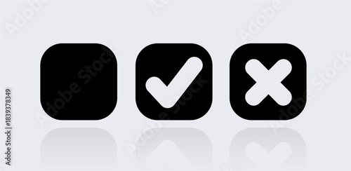 Checkboxes check mark tick cross list icon vector set