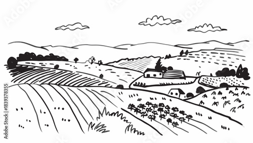 Very beautiful rolling rural hills of Vermont covered in rich autumn colors, scattered farms, and peaceful open meadows forming a harmonious seasonal scene.