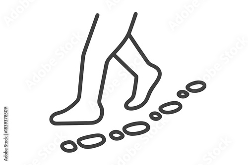 Footsteps on a walking path show a person in motion during a warm day in a community park setting with natural ground