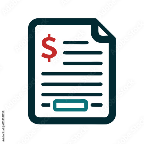 Financial document icon with dollar symbol and signature line