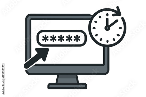 Computer screen displaying masked password entry with time limit icon