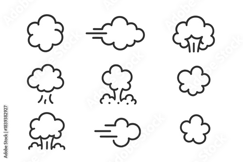 Stylized icons for cloud, smoke, weather, and impact effects