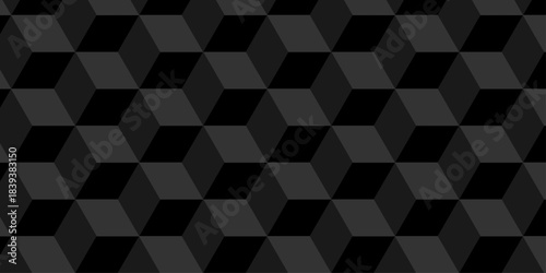 Vector structure box minimal black abstract cube square wall texture. geometric tile hexagon mosaic wall grid wallpaper. minimal geometric block cube isometric mosaic texture background.