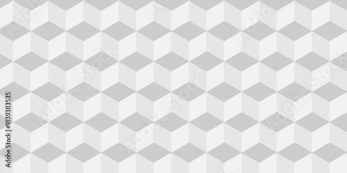 Vector structure box minimal white abstract cube square geometric tile hexagon mosaic wall grid wallpaper. white and gray geometric block cube isometric mosaic texture background.	