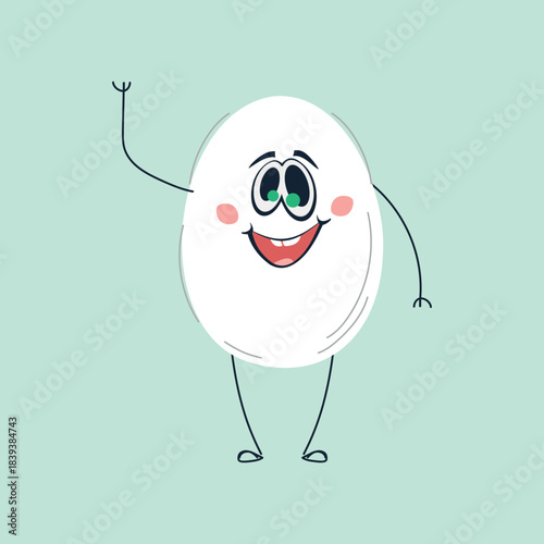 Happy Smiling Egg Character Vector. Easter themes, food-related graphics, branding, packaging, and educational materials.