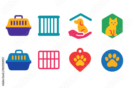 Pet care silhouette icon set. Animal, shelter, adoption icons silhouette collection