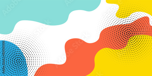 Abstract geometric pop art background with wave pattern. Vector pattern. Trendy 80s-90s Memphis style geometric overlay design. eps10