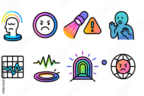 Mood and emotion 3d icon set. Feelings, expression, anxiety, stress, anger illustrations