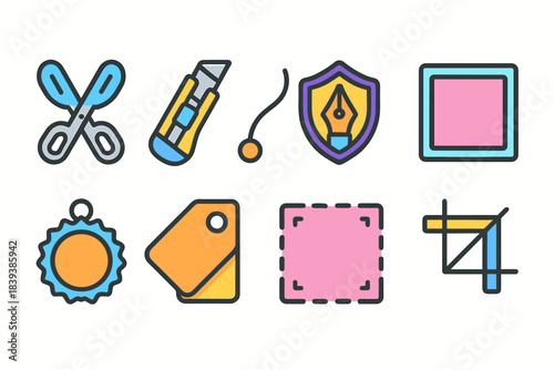 Graphic design tools icon set. Flat style essentials for creative projects.