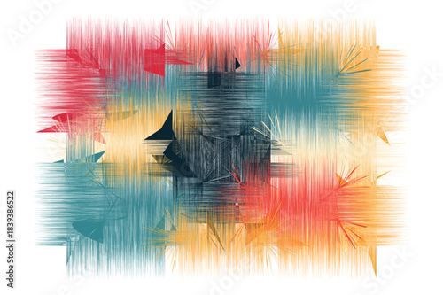 Abstract vector illustration of dynamic colorful artistic line strokes creating distressed vibrant texture