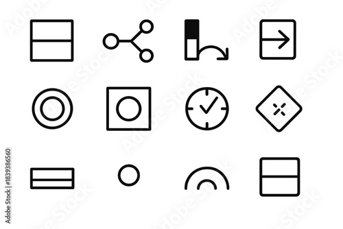 Frameworks Icon Set. Assumption Detection Frameworks linear set: implicit premise tile, belief path node, expectation bias bar, inference bridge arrow, cognitive filter ring,