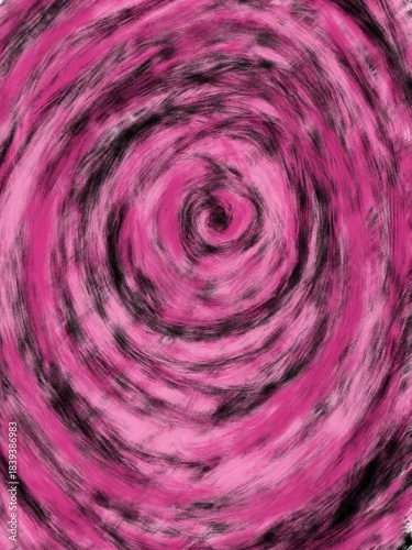 Abstract spiral black pink background. Grunge dry brush texture