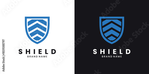 Modern blue shield security logo design