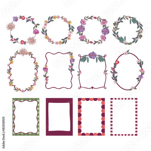 Vector Floral Frame Collection, Decorative Borders Set, Vector Border Pack, Elegant Botanical Frames, Simple Decorative Borders