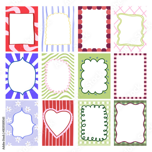 Decorative Retro Frames, Vector Pack, Bold Colorful Frames and Elements, Vintage Inspired, Retro Aesthetic Frames and Classical Motifs, Vector Collection