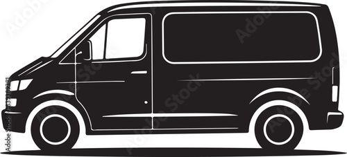  Black silhouette of a panel van on a white background vehicle transportation