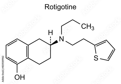 Rotigotine, chemical structure of rotigotine, drug substance