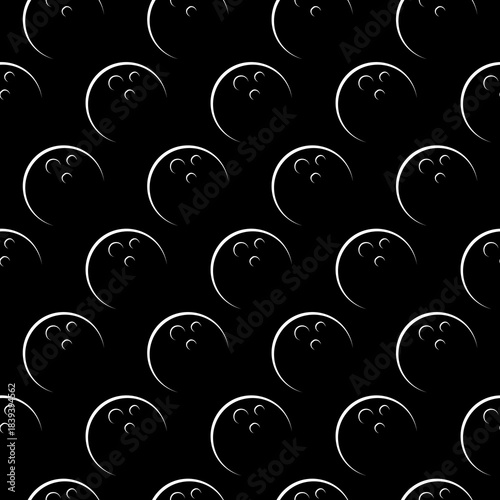 Bowling ball seamless pattern isolated on black background