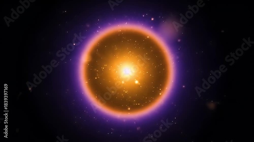 Wallpaper Mural Glowing Orb with Particle Effects in Deep Space Torontodigital.ca