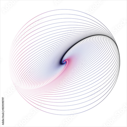 Abstract Swirling Lines Elliptical Spiral Graphic, Dynamic Motion, Technology, and Digital Background Design Element Vector Illustration
