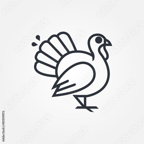 Black turkey silhouette featuring fantail bird