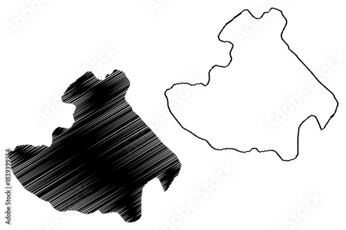 Hooker island (Russia, Russian Federation, Franz Josef Land archipelago) map vector illustration, scribble sketch Ostrov Gukera map