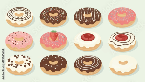 Delicious assortment of colorful donuts with various toppings and flavors.