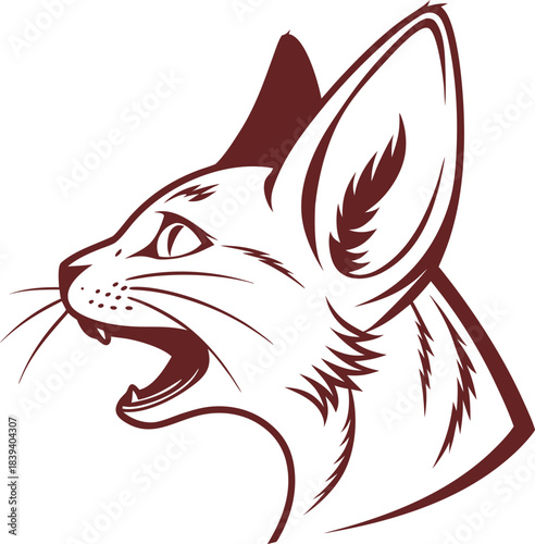 Fierce Cat Head Profile Illustration