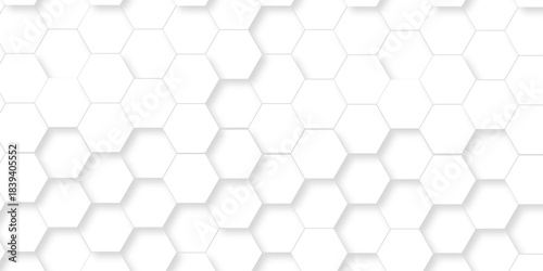 Abstract emboss paper hexagon geometric creative mosaic. white hexagon technology. vector grid honeycomb soccer hexagonal cell structure tile mess. texture emboss bee background.
