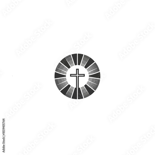 Christian Cross Symbol with Radiant Light Effect.