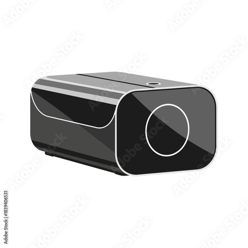 Sleek dark rectangular electronic device with rounded corners, a prominent circular detail, and reflective surface.