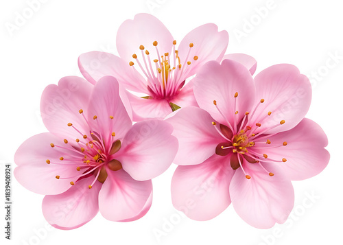 Delicate pink cherry blossoms in full bloom a beautiful spring floral arrangement against a clean white background