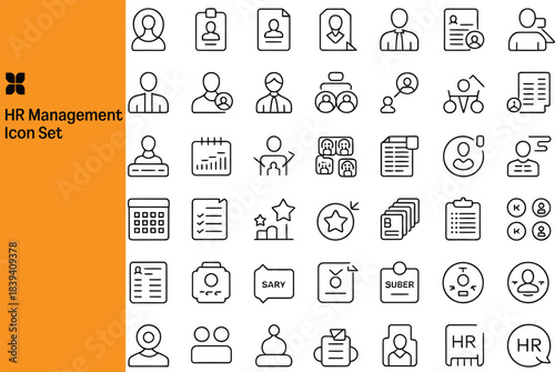 HR Management Icon Set | Human Resources, Recruitment & Employee Workflow Line Icons