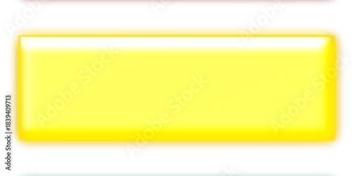 A vibrant yellow glossy rectangular button with a reflective surface and rounded edges, ideal for digital interfaces.