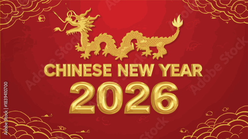 Wallpaper Mural Golden Dragon Roaring Over Chinese New Year 2026 Celebration With Traditional Clouds Torontodigital.ca