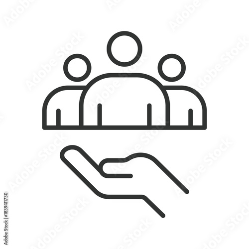 Support icon in line design. support, help, assistance, teamwork, care, collaboration, people on white background vector. support editable stroke icon